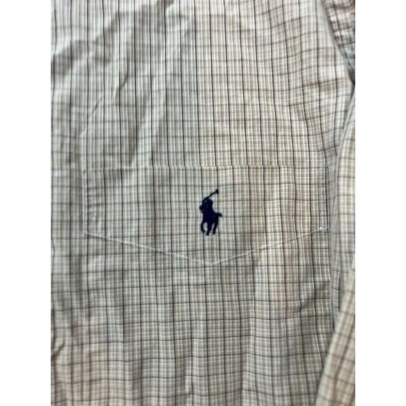 Ralph Lauren Shirt Adult XL 16 34/35 Beige Check‎ Long Sleeve Button Up Mens. - Picture 4 of 10